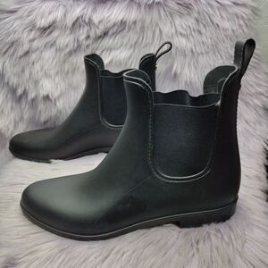 Sam Edelman Tinsley Chelsea Ankle Rubber Rain Boots Womens Sz 12 Black Booties
